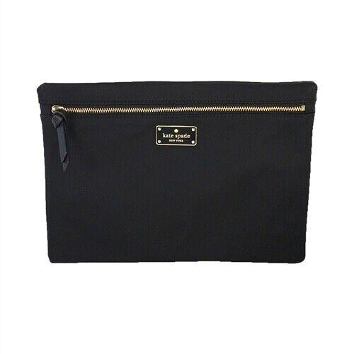 New Kate Spade Large Drewe Pouch Nylon Wilson Road Black Cosmetic Makeup Bag