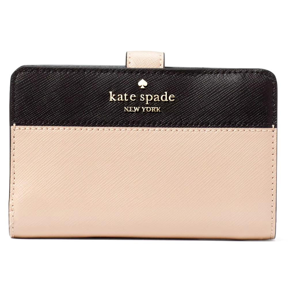 Kate Spade Madison Medium Compact Bifold Wallet - Hazelnut/black Leather-KC511