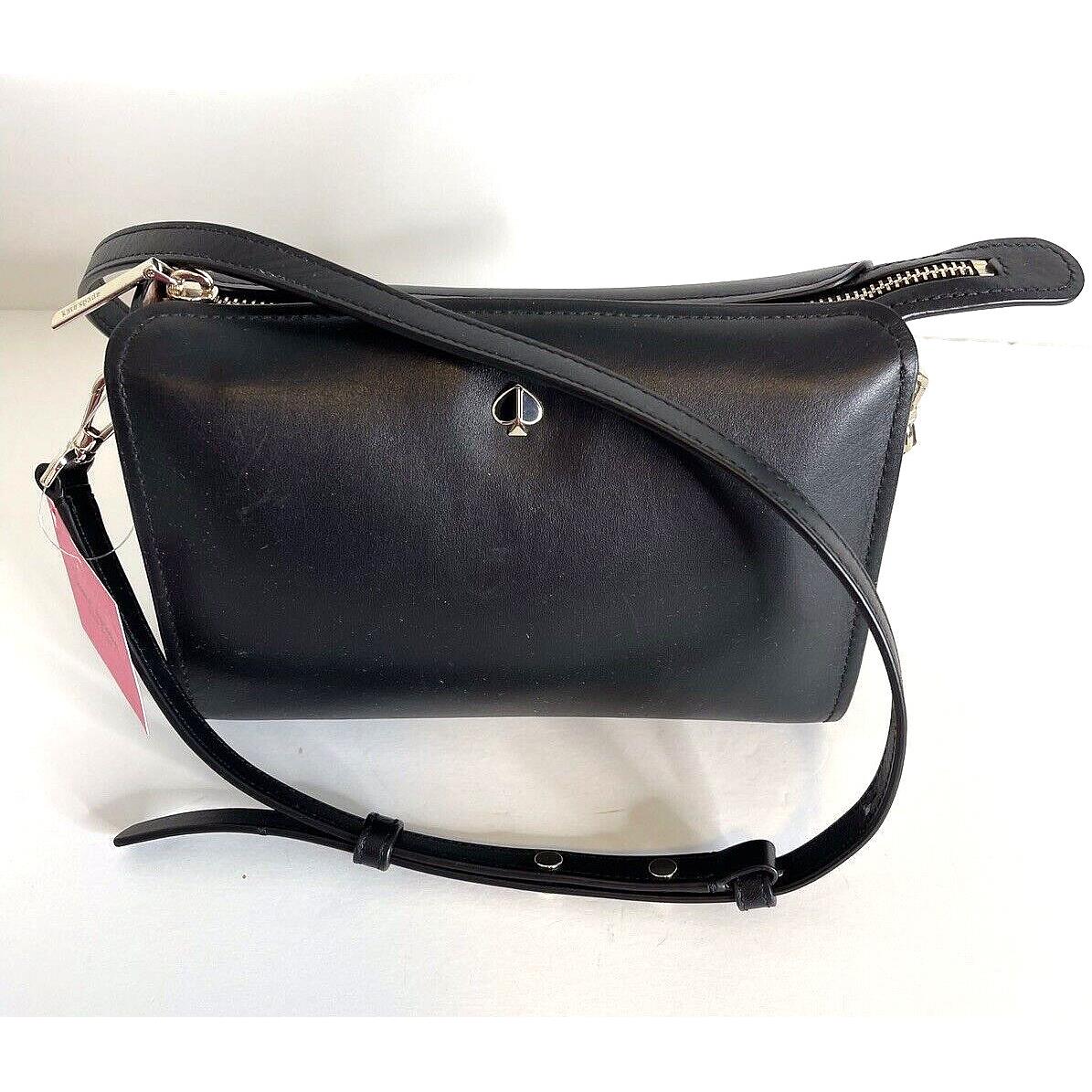 Kate Spade Purse Black Leather Crossbody Andi Med Convertible Shoulder Bag New