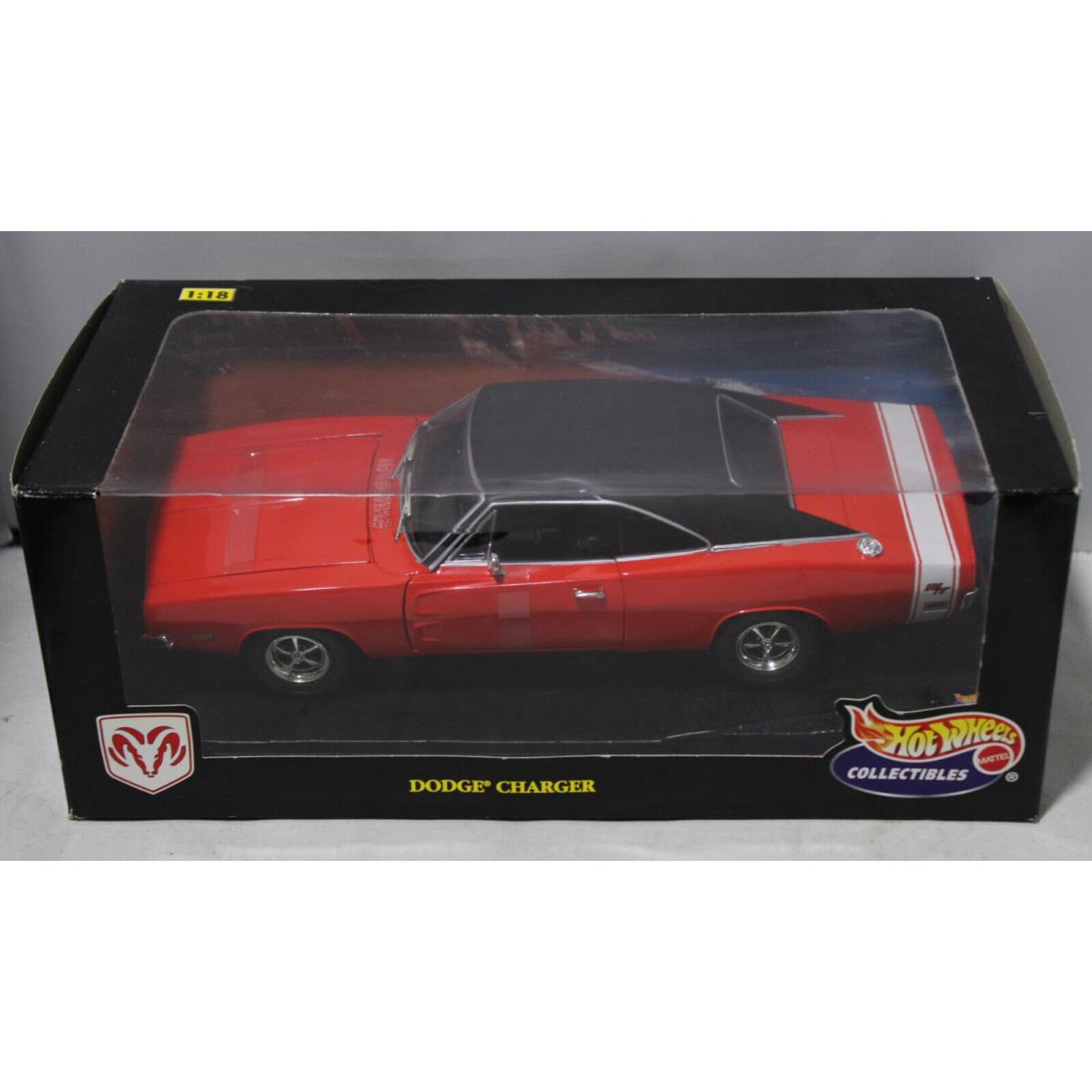 1/18 Scale Hot Wheels Mattel Collectibles Red 1969 Dodge Charger R/t