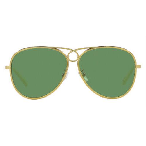 Tory Burch TY6093 Sunglasses Tory Gold Solid Dark Green 59