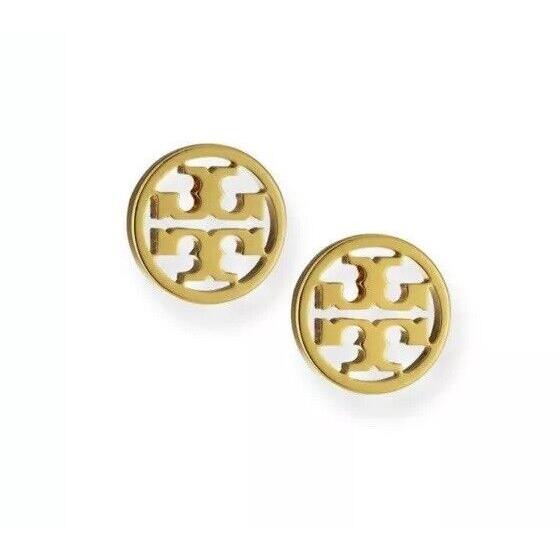 Tory Burch Logo Circle Stud Earrings with Gift Box