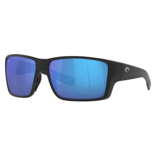 Costa Del Mar Reefton Pro Sunglasses Matte Black w/ Blue Mirror 580 Glass Lens