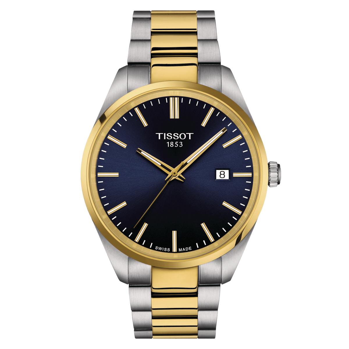 Tissot PR 100 Quartz Blue Dial Two-tone Men`s Watch T1504102204100