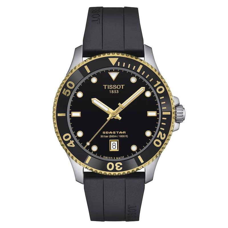 Tissot Seastar 1000 40mm Black-yellow Gold Rubber Men`s Watch T120.410.27.051.00