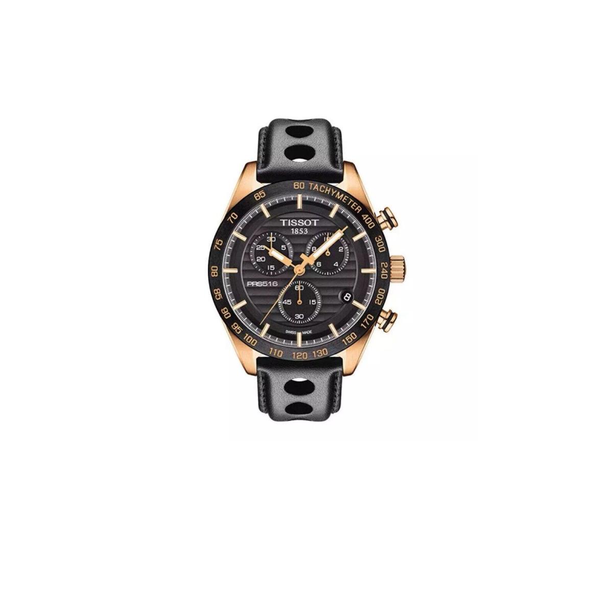 Tissot Prs 516 Chronograph Men`s Black Dial Watch T1004173605100 - Dial: Black, Band: Black, Bezel: Black