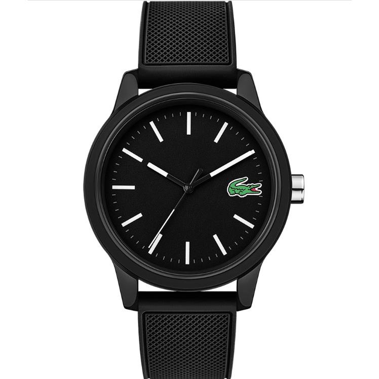 Lacoste L.12.12 Black Silicone Piqu Pattern Strap Watch 2010986