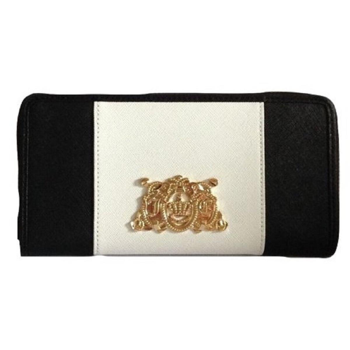 Juicy Couture YSRUS084 Dual Color Black White Large Zip Wallet 8x4