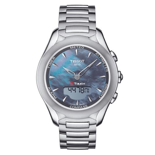 Tissot Women`s T0752201110101 T-touch Sol Quartz Watch - Dial: Black, Band: Gray, Other Dial: