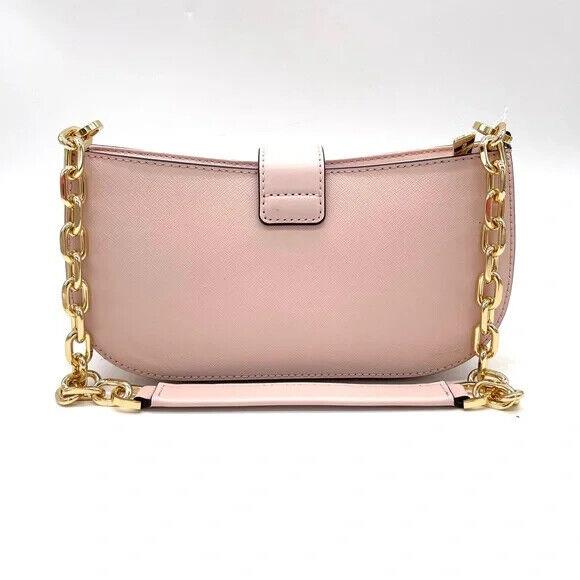 Michael Kors Carmen Saffiano Leather Small Pouchette Clutch Shoulder Bag Pink/gold