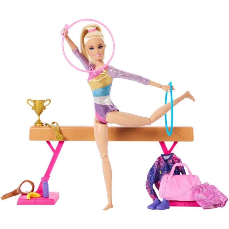 Barbie Gymnastics Blonde Fashion Doll Playset Accessories Toy Gift