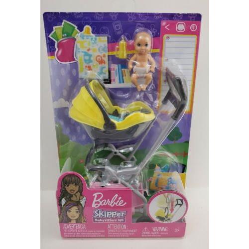 Barbie Skipper Babysitters Inc Yellow Stroller Removable Carrier Baby Play Set