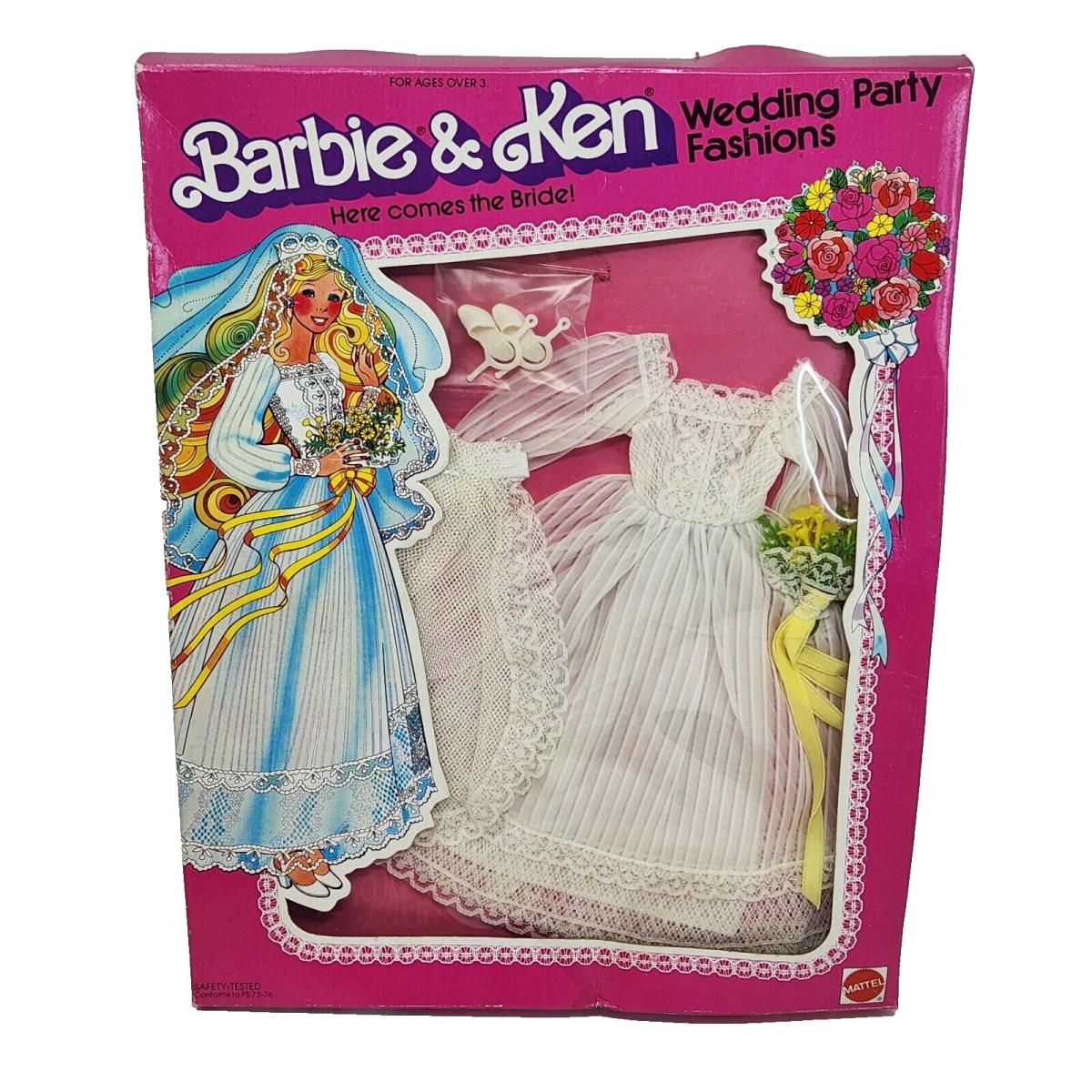 Vintage Barbie Wedding Party Fashions Bride Gown W/ Shoes Mattel