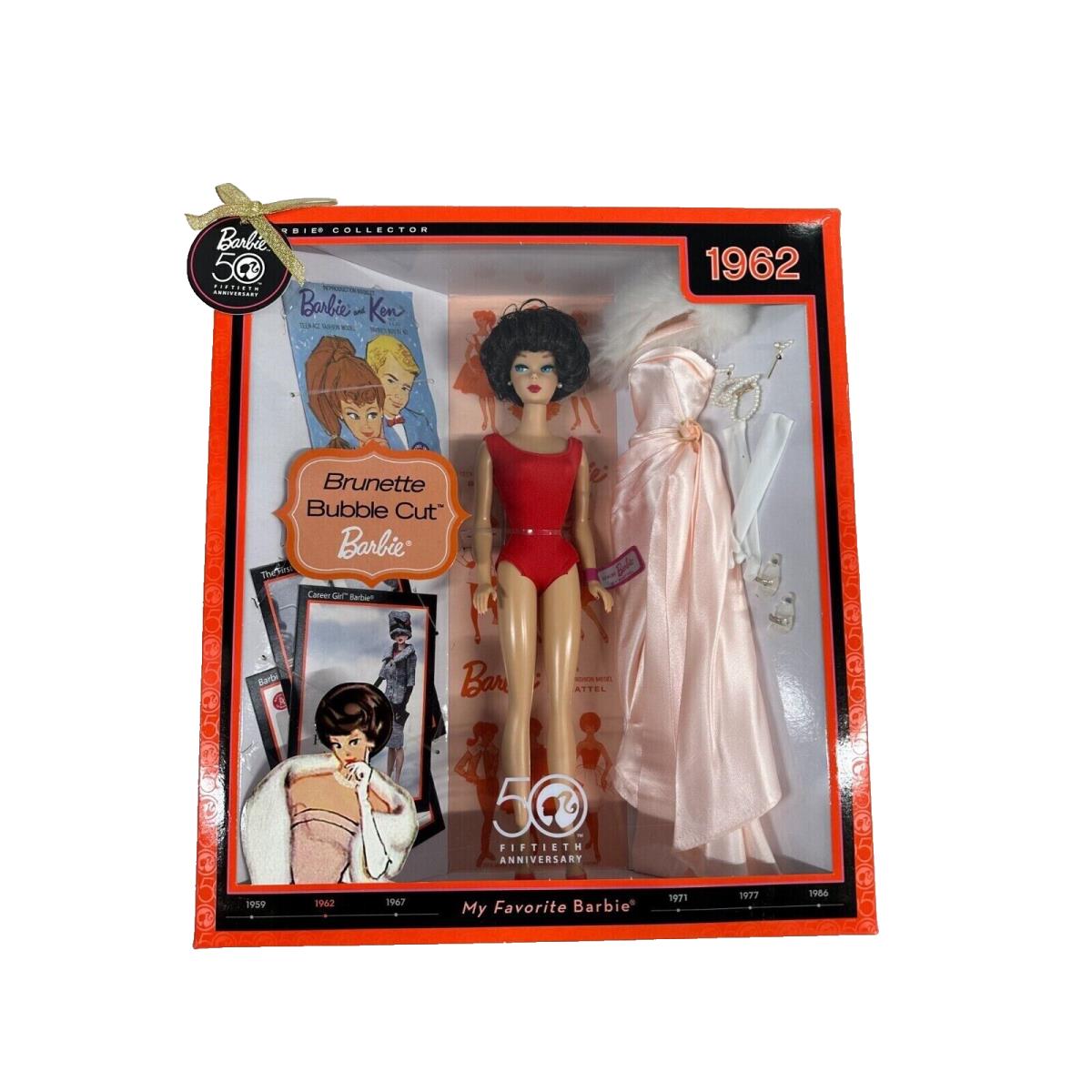 Barbie 50th Anniversary Brunette Bubble Cut 1962 Collectable