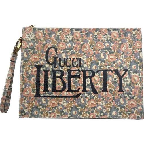 Gucci 636252 Gucci Liberty Leather Zip Top Clutch/pouch