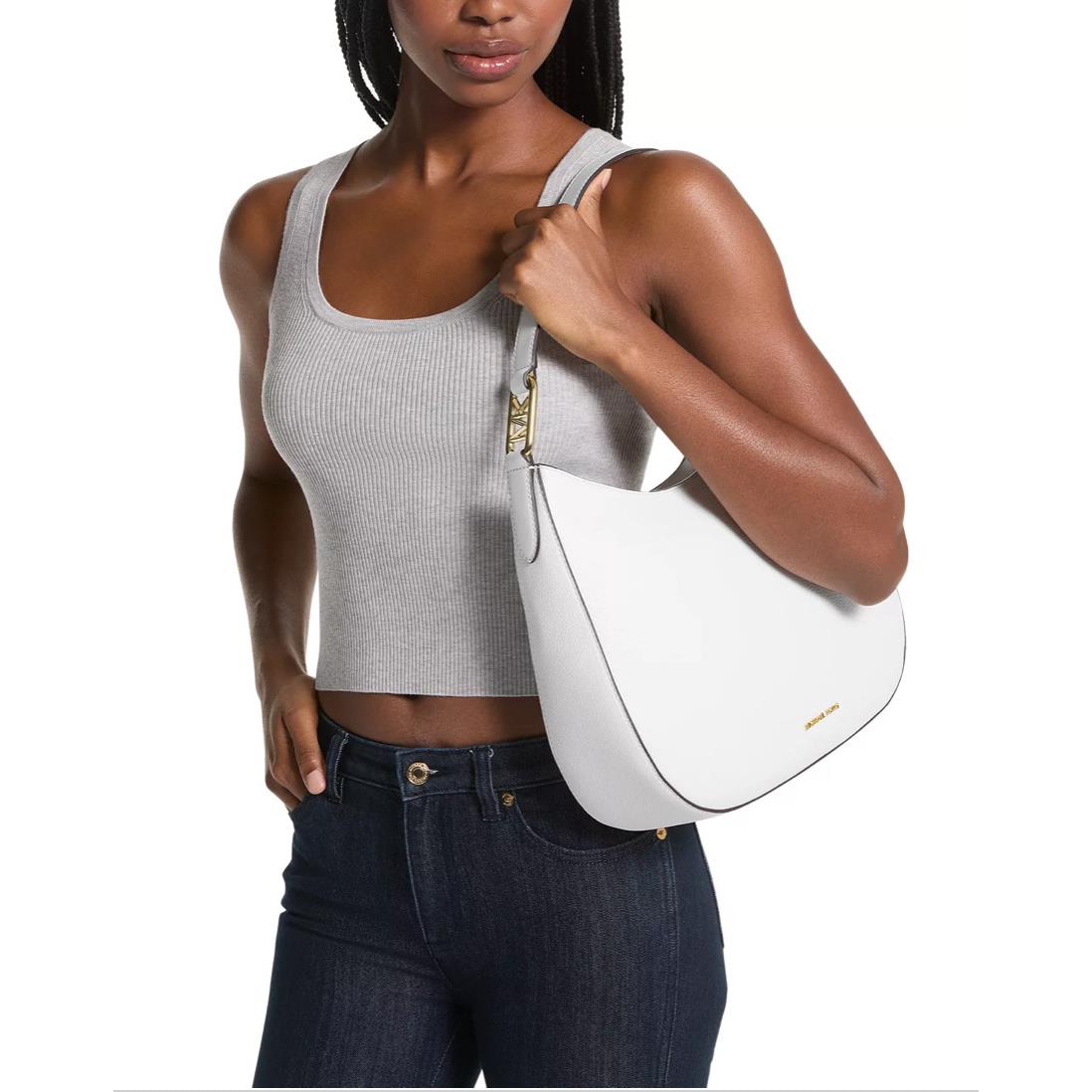 Michael Kors Kensington Large Top Zip Hobo Shoulder Optic White