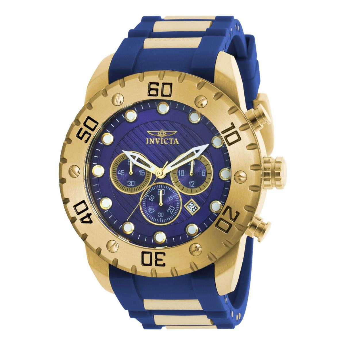 Invicta Pro Diver Scuba Men`s Watch - 50mm Gold Blue 20280