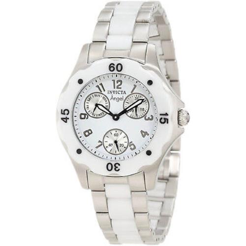 Invicta 1651 Angel White Dial Stainless Steel Multifunction Women`s Watch