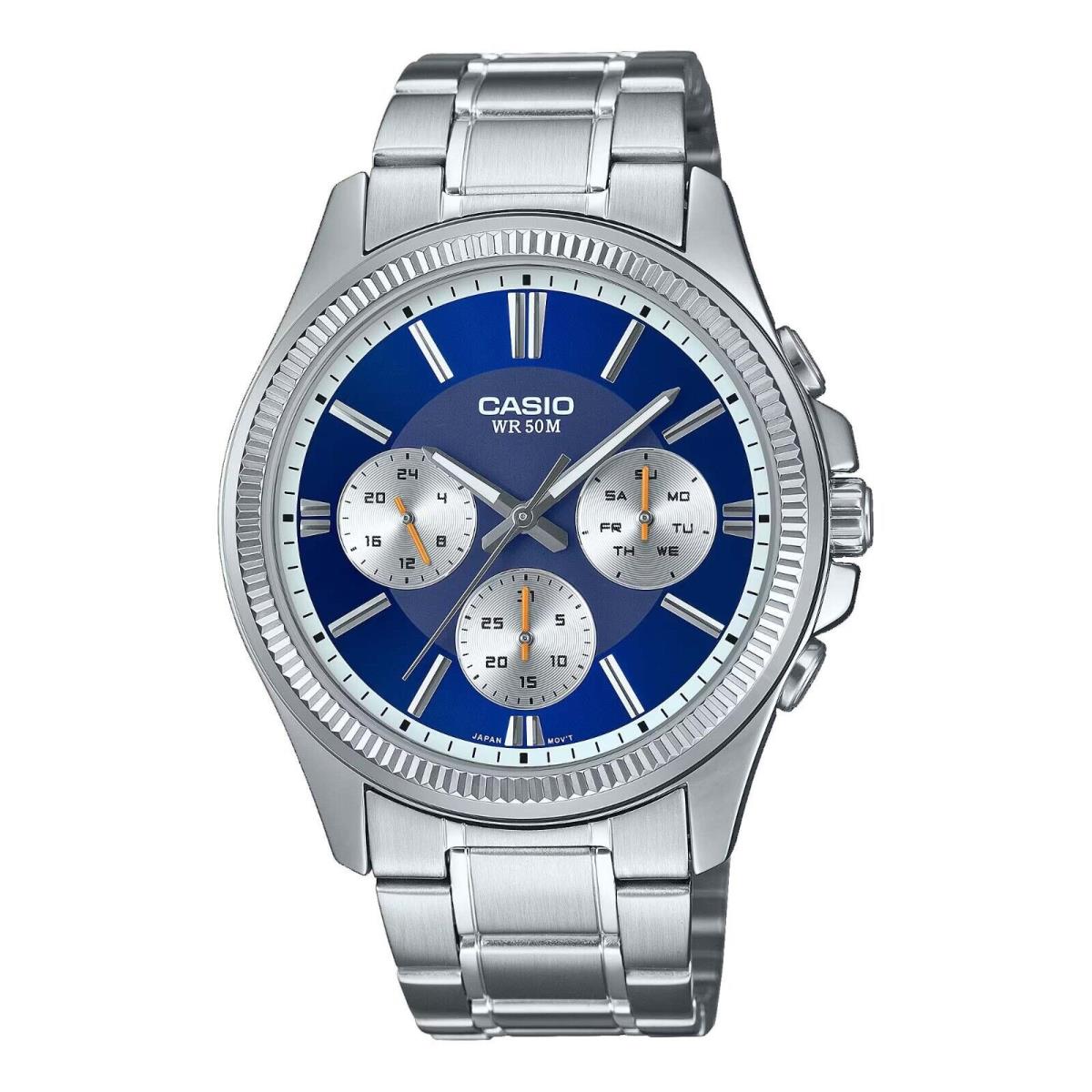 Casio MTP1375D-2A1V Men`s Enticer Stainless Steel Multi-function Blue Dial Watch