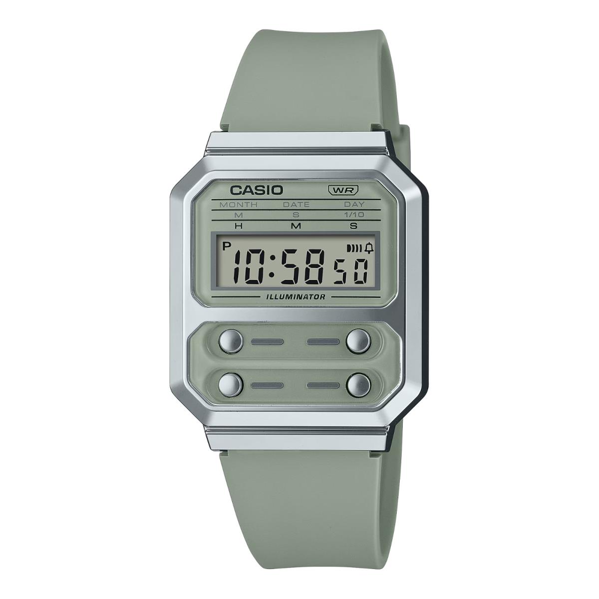 Vintage A100WEF-3A Unisex Digital Watch 33mm Case Green Resin Strap by Casio