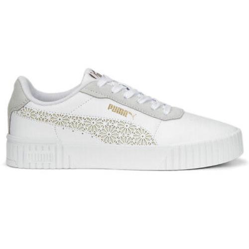 Puma Carina 2.0 Laser Cut Lace Up Womens White Sneakers Casual Shoes 38938901
