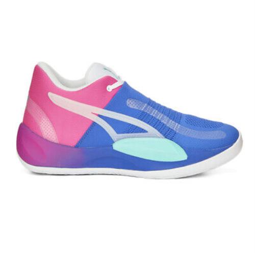 Puma Rise Nitro Fadeaway Basketball Mens Blue Pink Sneakers Athletic Shoes 378
