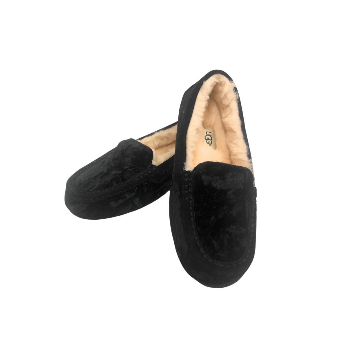 Ugg Ansley Black Crushed Velvet Women House Shoes 1090869 Size 7