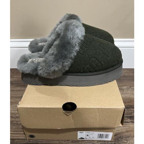 Womens Ugg Size 8 Disquette Felted Platform Slipper Shoe Frsn Green Gray