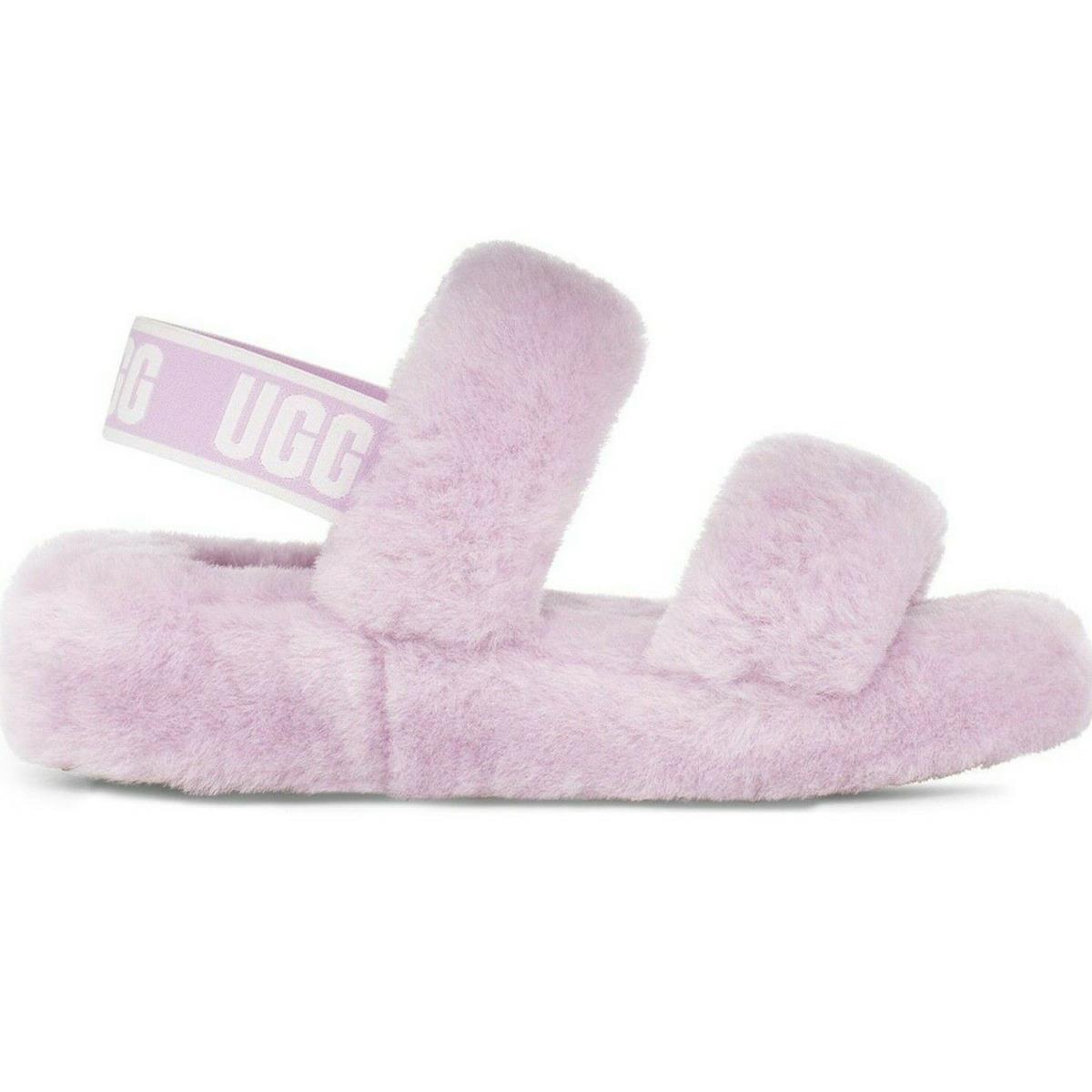 Ugg Oh Yeah Sheepskin Slides Color: California Aster Size: US 7