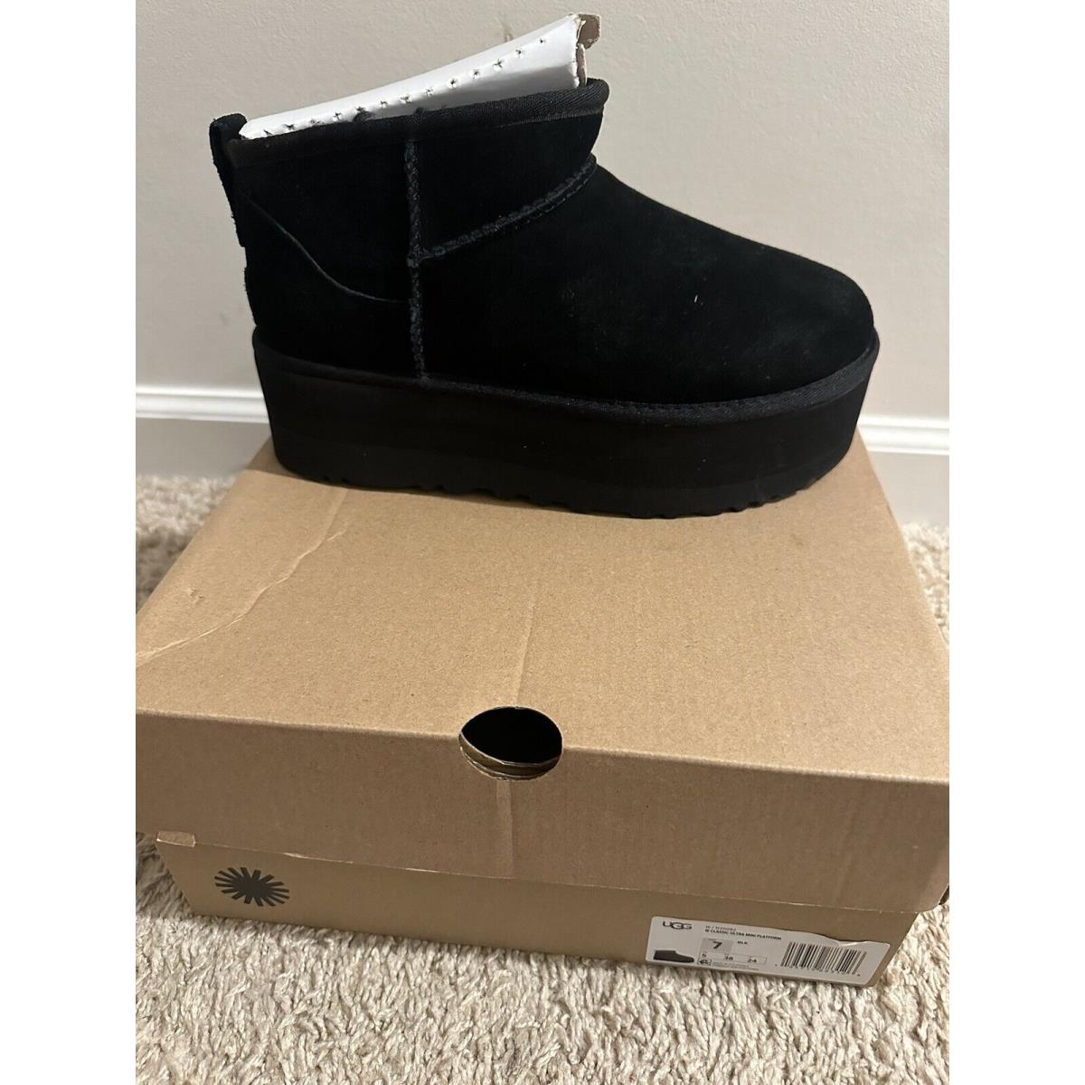 Ugg Black Suede Classic Ultra Mini 2 Platform Ankle Boots US 7/ Eur 38