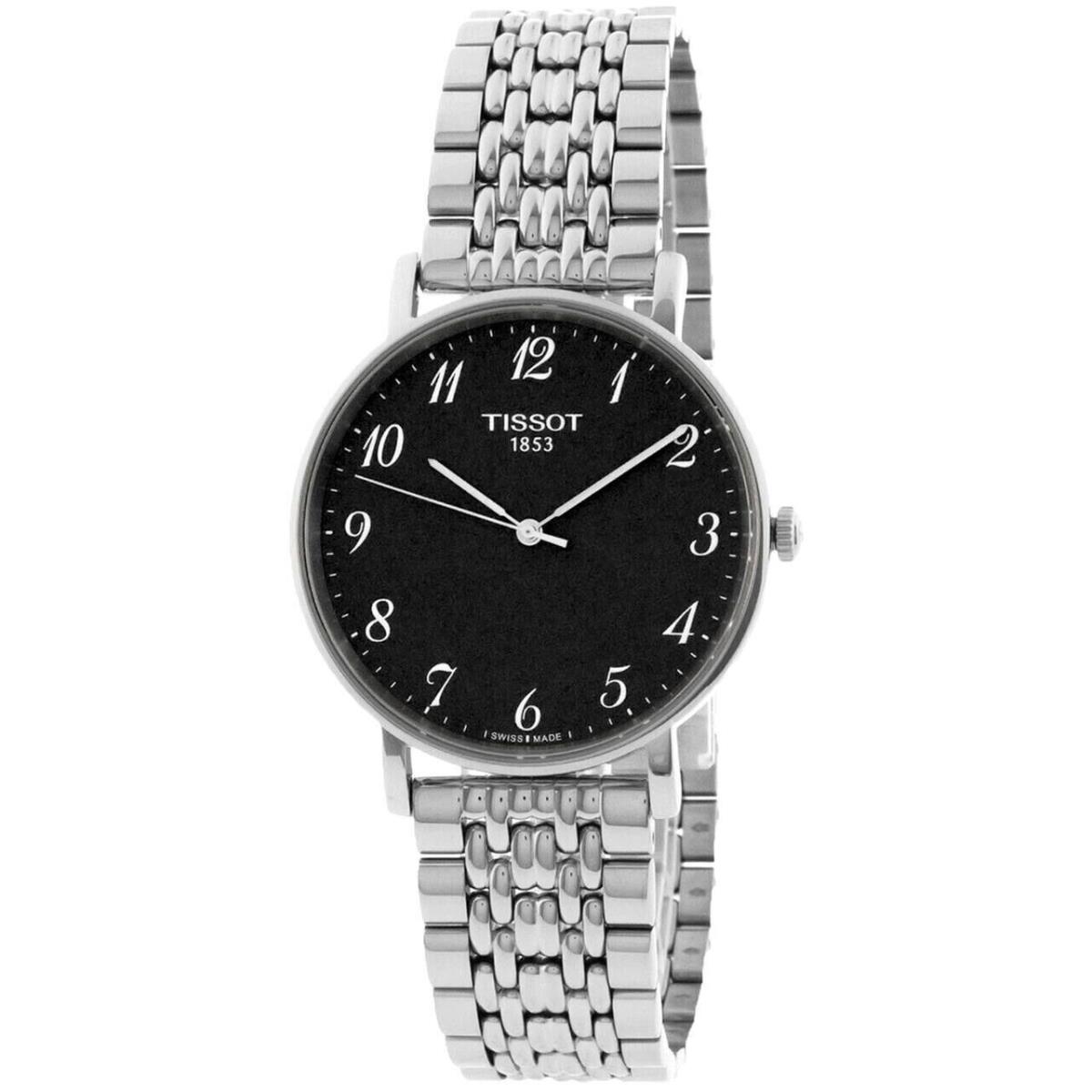 Tissot T-classic 38MM Black Rhodium Dial Unisex Watch T109.410.11.072.00 - Dial: Black Rhodium, Band: Silver, Bezel: Black