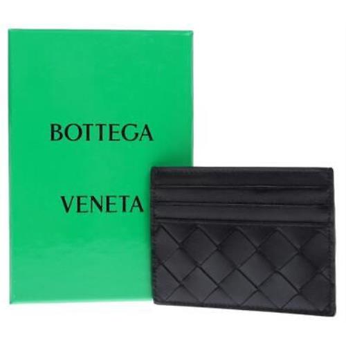 Bottega Veneta Black Lambskin Intrecciato Credit Card Case Wallet