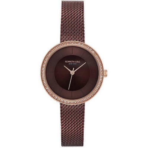 Women`s Kenneth Cole Classic Brown Crystallized Mesh Band Watch KC50198003