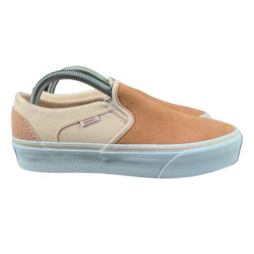 Vans Asher Platform Color Block Peach Slip On Shoes Women`s Sizes 6 - 11 - Pink