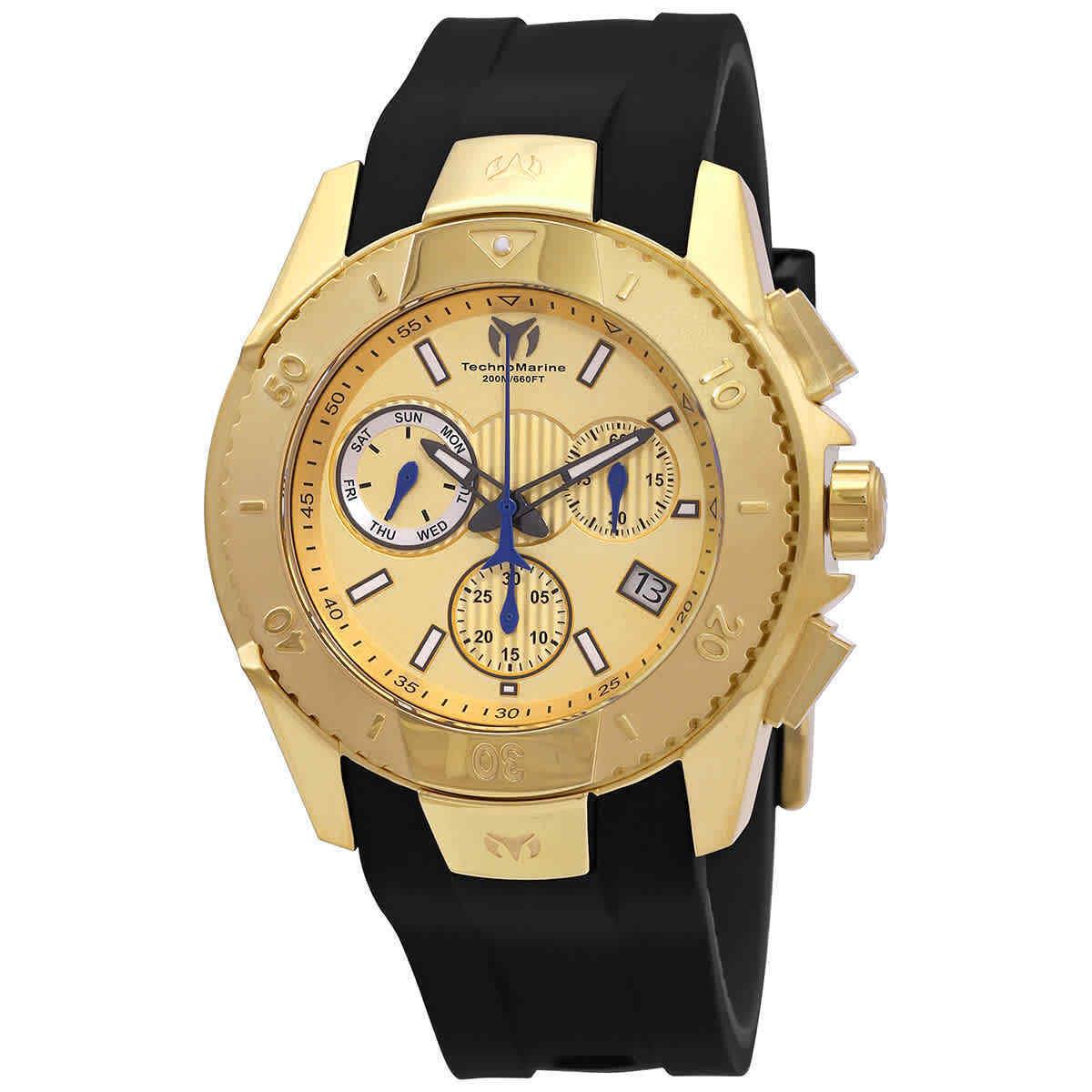 Technomarine UF6 Chronograph Quartz Gold Dial Men`s Watch TM-617001