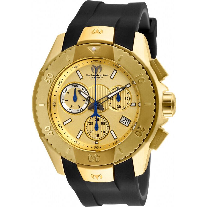 Technomarine UF6 Men`s 45mm Gold and Black Swiss Chronograph Watch TM-617001