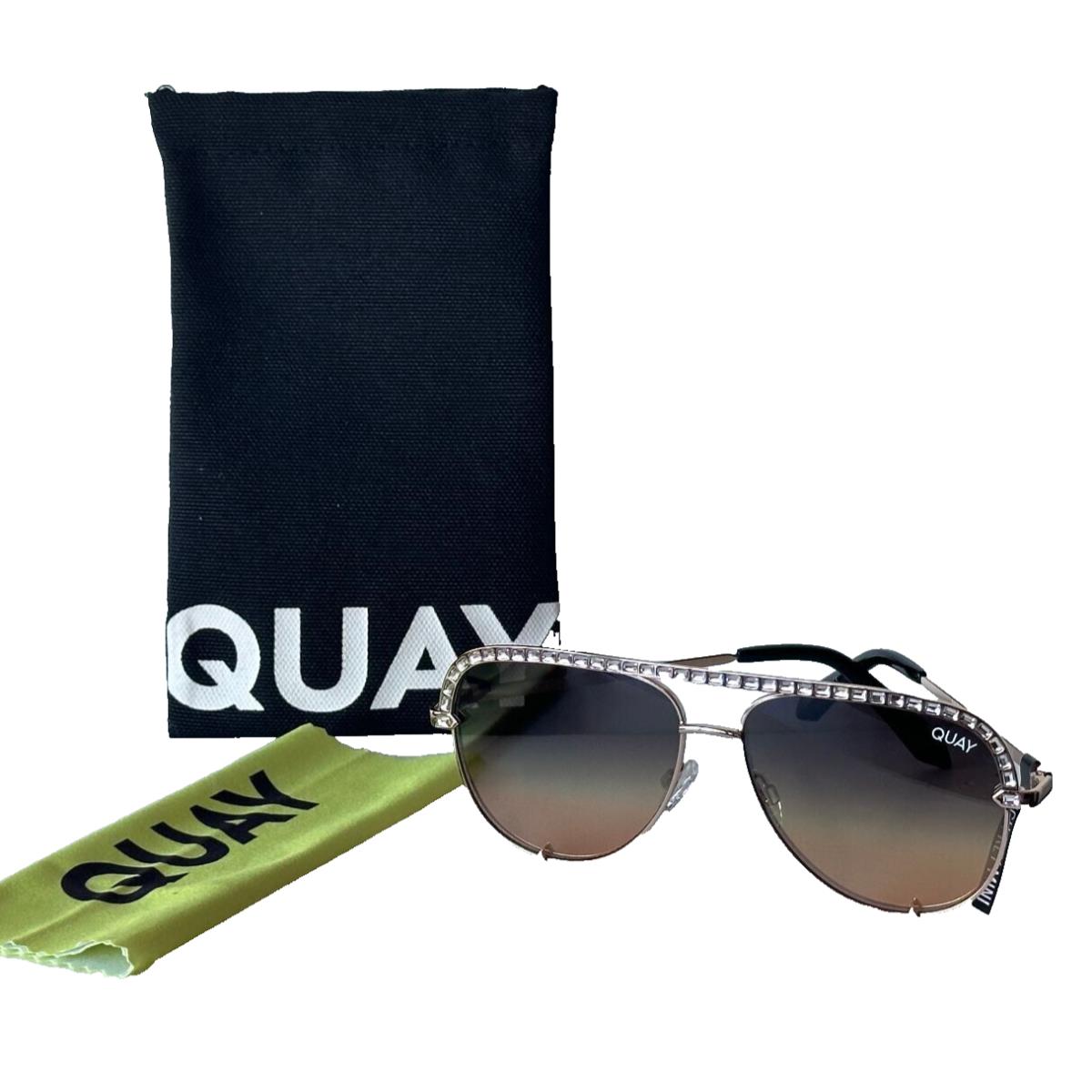 Quay Australia High Key Mini Bling Aviator Sunglasses - Frame: Gold, Lens:
