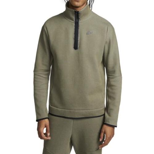 Nike Sportswear Men`s Tech Fleece 1/2-Zip Top Medium Olive/heather DQ4314-222