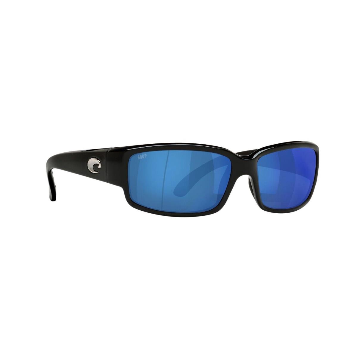 Costa Del Mar Caballito Sunglasses Shiny Black w Blue Mirror Polarized 580P  Lens - Costa Del Mar sunglasses 