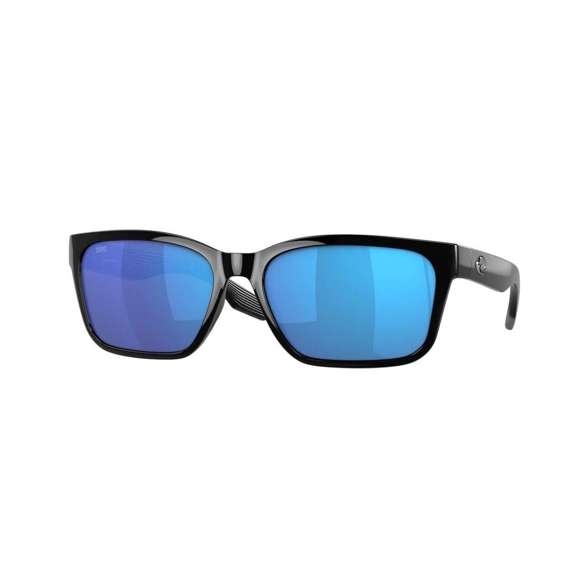 Costa Del Mar Palmas Sunglasses Black Frame w/ Blue Mirror Polarized Glass Lens