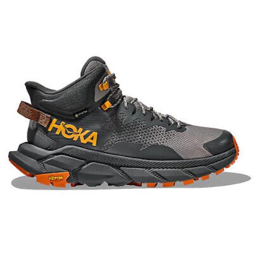 Hoka Men`s Trail Code Gtx Hiking Shoe - Castlerock/persimmon Orange - Size 9D