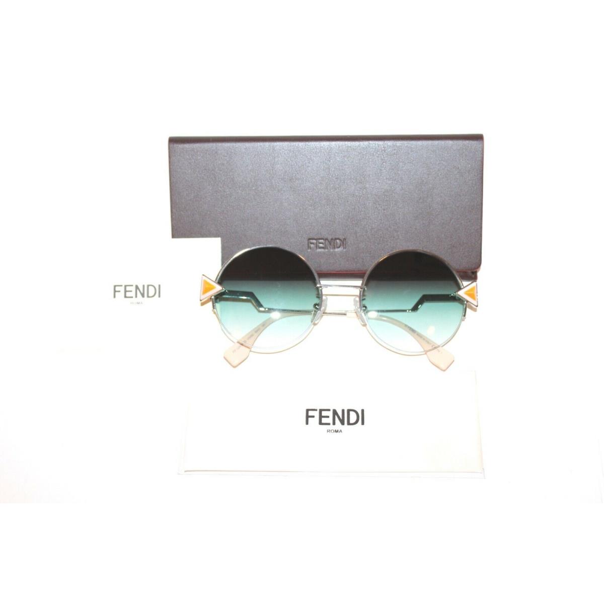 Fendi FF0243/S Vgv QC Silver Green Sunglasses 55-21-140 MM Italy