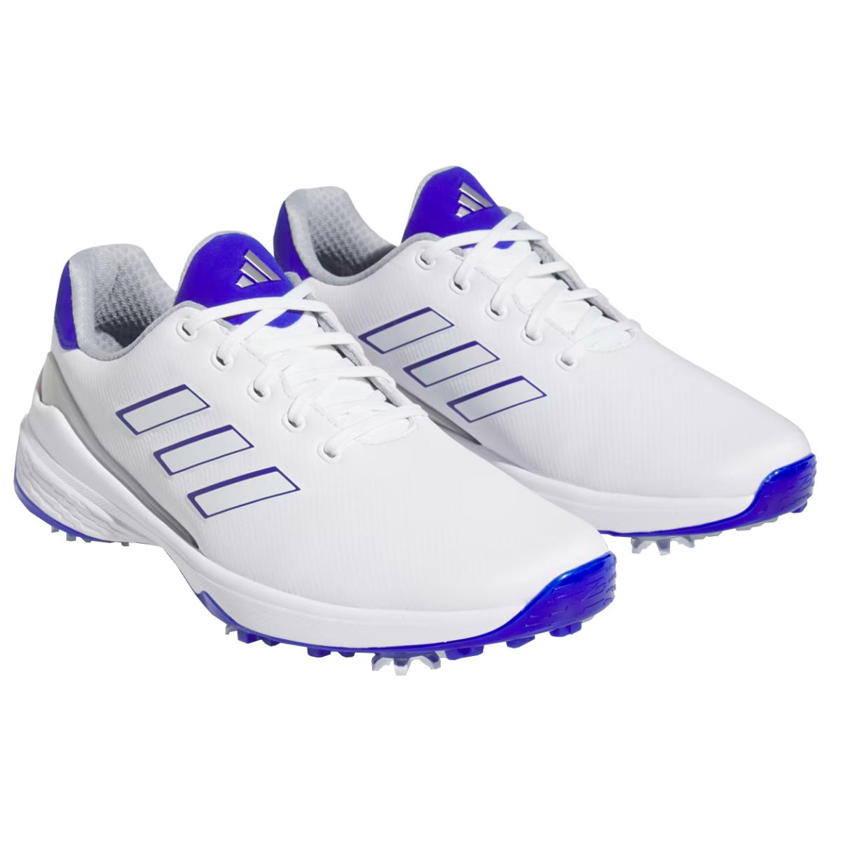 Adidas Men`s ZG23 Waterproof 6-Spike Golf Shoes White/Blue/Silver