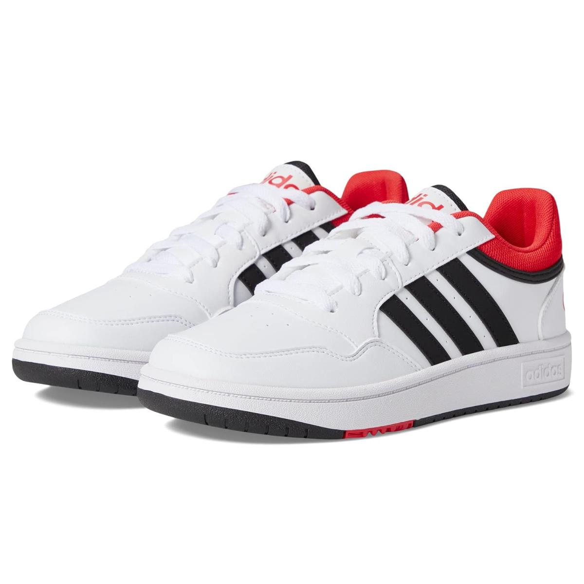 Boy`s Sneakers Athletic Shoes Adidas Kids Hoops Little Kid/big Kid - White/Black/Bright Red