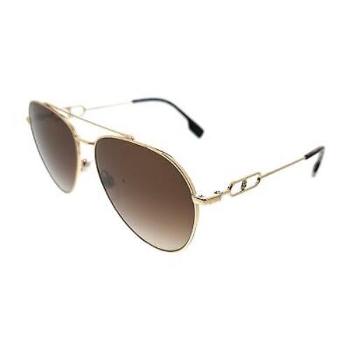 Burberry 0BE3128 110913 Carmen Gold Aviator Sunglasses - Gold, Frame: Gold, Lens: Brown Gradient