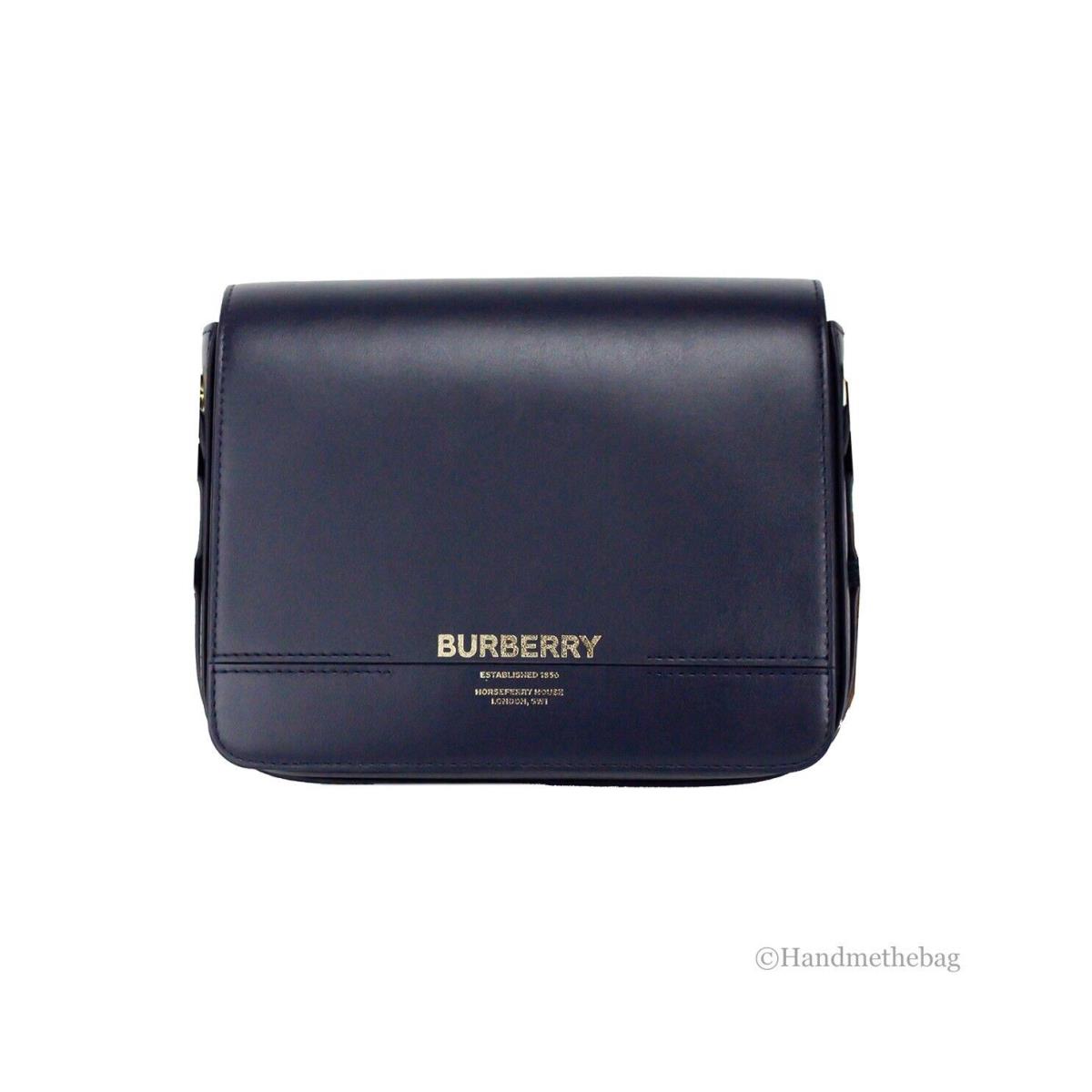 Burberry Grace Small Regency Blue Smooth Leather Flap Crossbody Handbag Purse