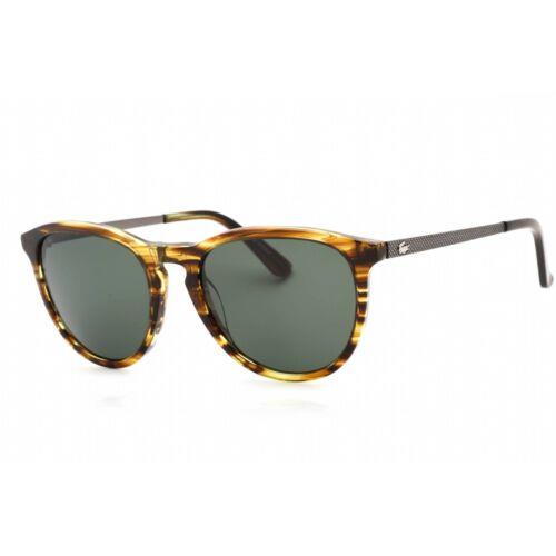 Lacoste Unisex Sunglasses Green Shaded Lens Brown Marble Round Frame L708S 210