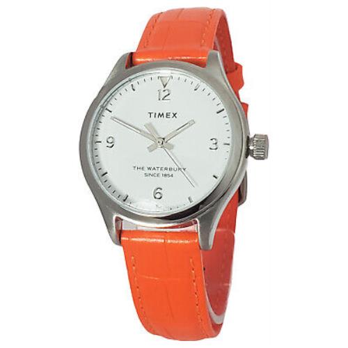 Timex TW2R95600 The Waterbury Women`s Analog Watch Orange Leather Strap