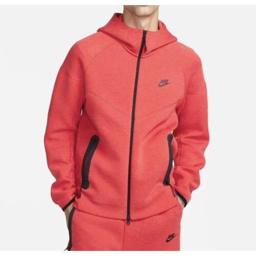 Nike Men s Tech Fleece Hoodie Jacket Light University Red FB7921-672 Sz S