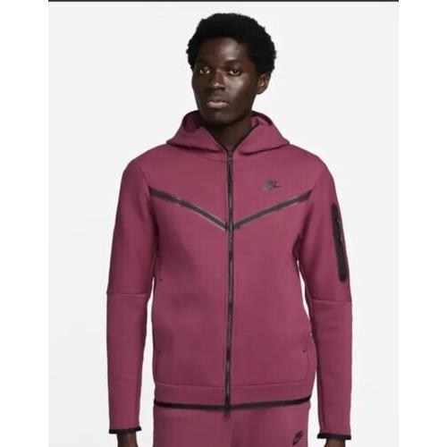 Nike Tech Fleece Full Zip Hoodie Mens Sz 3XL Rosewood Black CU4489-653